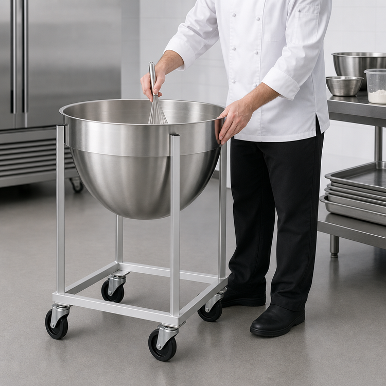 Product image #4 for New Age Aluminum Mixing Bowl Dolly for 80-Quart Bowl, 30 x 30 x 30 Inches, 5-Inch Swivel Casters