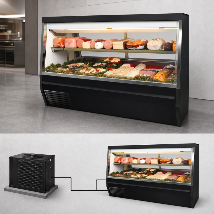 Product image #3 for Howard-McCray 34N Series Remote Double Duty Deli Meat & Cheese Service Case, 144 Inch, Straight Glass, LED Lighting, Black Exterior