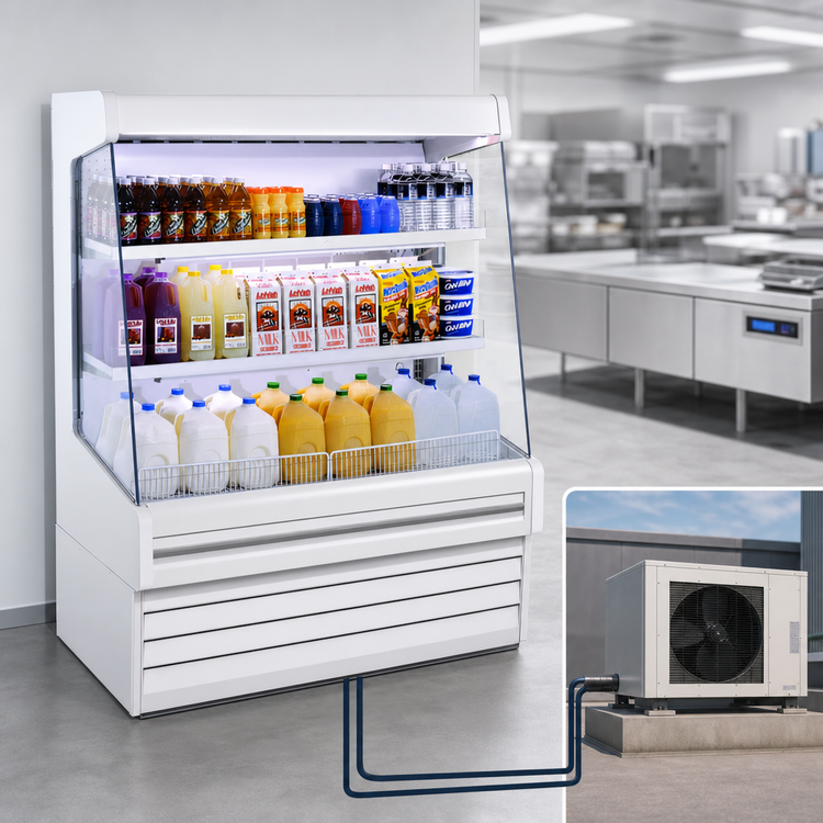 Product image #3 for Howard-McCray Ovation Series Dairy Open-Air Merchandiser, 75"W x 60"H, Stainless Steel, Remote Refrigeration