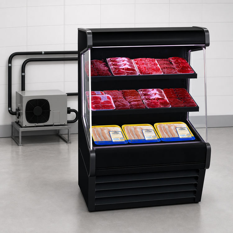 Product image #3 for Howard-McCray Ovation Series 39-Inch Meat Open Merchandiser, Remote Refrigeration, Black, LED