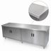 Thumbnail image #3 for Advance Tabco Special Value Economy Enclosed Work Table with Cabinet Base, Mid-Shelf and Hinged Doors, 108 x 30 Inches, 16 Gauge 304 Stainless Steel Top