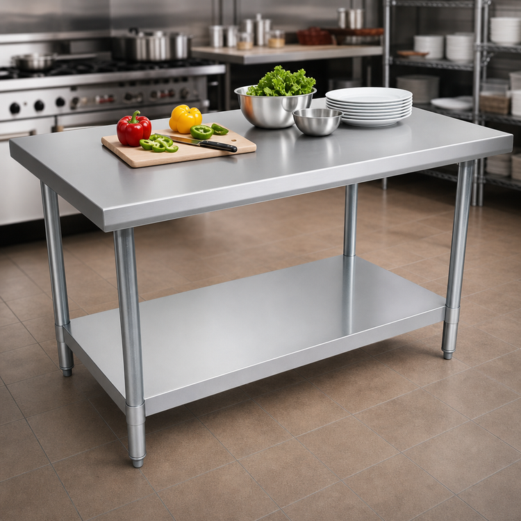 Product image #3 for John Boos Stallion Economy 48-Inch x 24-Inch Stainless Steel Work Table with Safety Edge and Undershelf