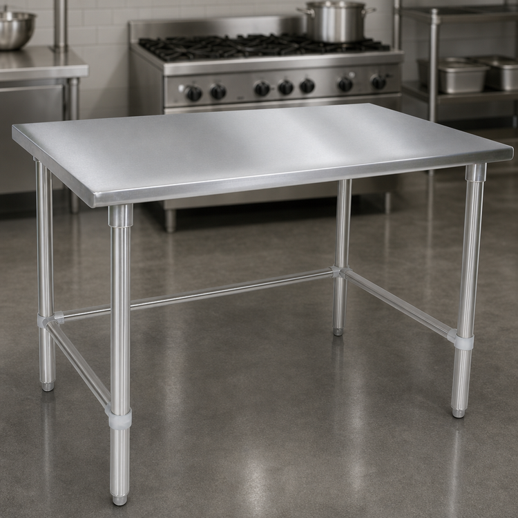 Product image #3 for John Boos Stallion 48-Inch x 36-Inch 16-Gauge 300 Series Stainless Steel Flat Top Work Table with Safety Edge
