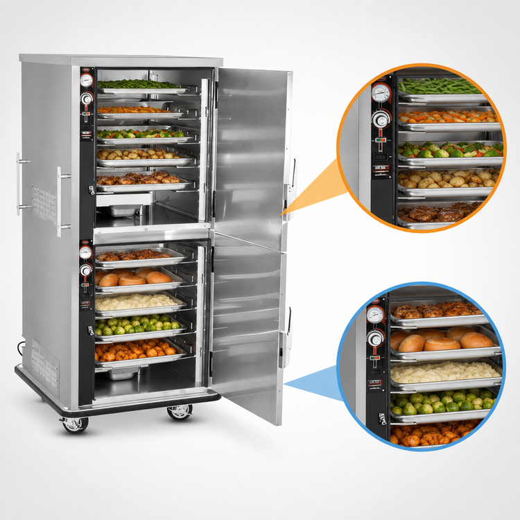 Product image #3 for FWE UHS-5-5 Mobile Split-Cavity Humidified Heated Holding Cabinet