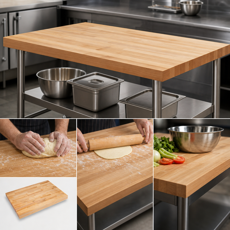 Product image #3 for John Boos Edge Grain Laminated Northern Hard Rock Maple Work Table Top, 60 x 30 x 1-1/2 Inch