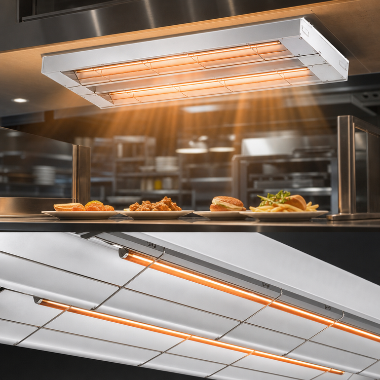 Product image #3 for Hatco Glo-Ray® GRAH-144D3 144-Inch Unlighted Infrared Strip Heater with Double Metal Heating Rods, Aluminum, 6.9 kW