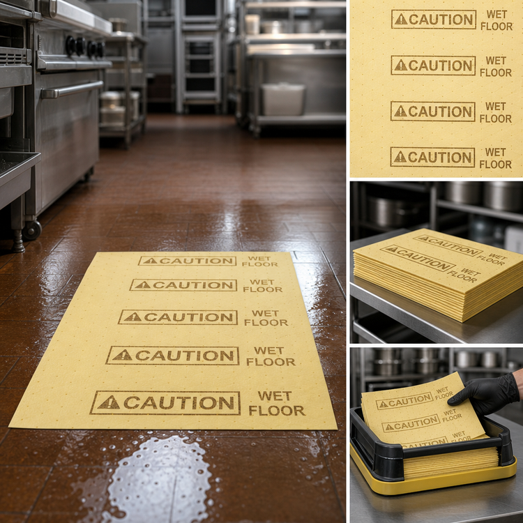 Product image #3 for Rubbermaid Commercial Over-The-Spill Caution Wet Floor Spill Station Refill Pads, Large 20 x 16-1/2 Inches, 22-Pack