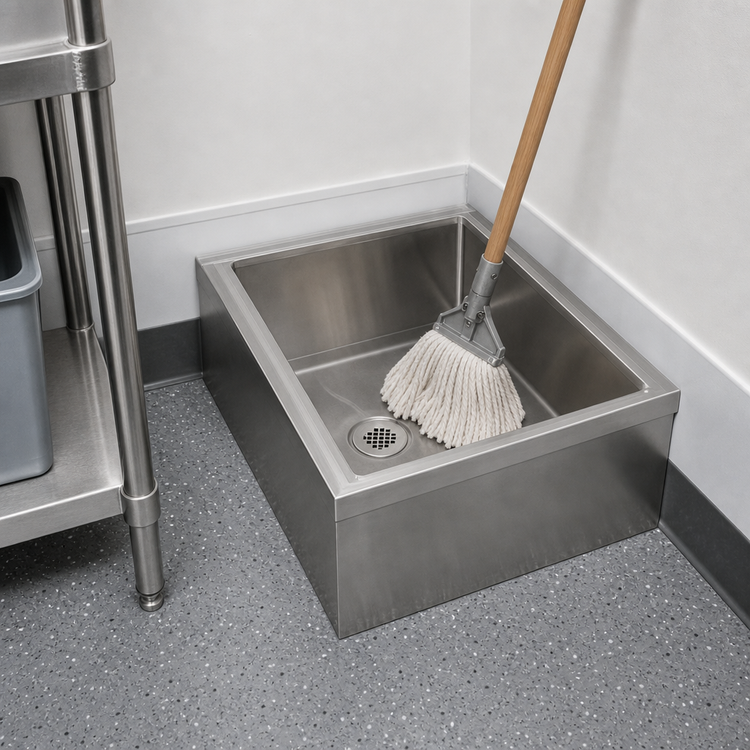 Product image #3 for John Boos Floor-Mounted Stainless Steel Mop Sink with 20 x 16 x 6 Inch Compartment