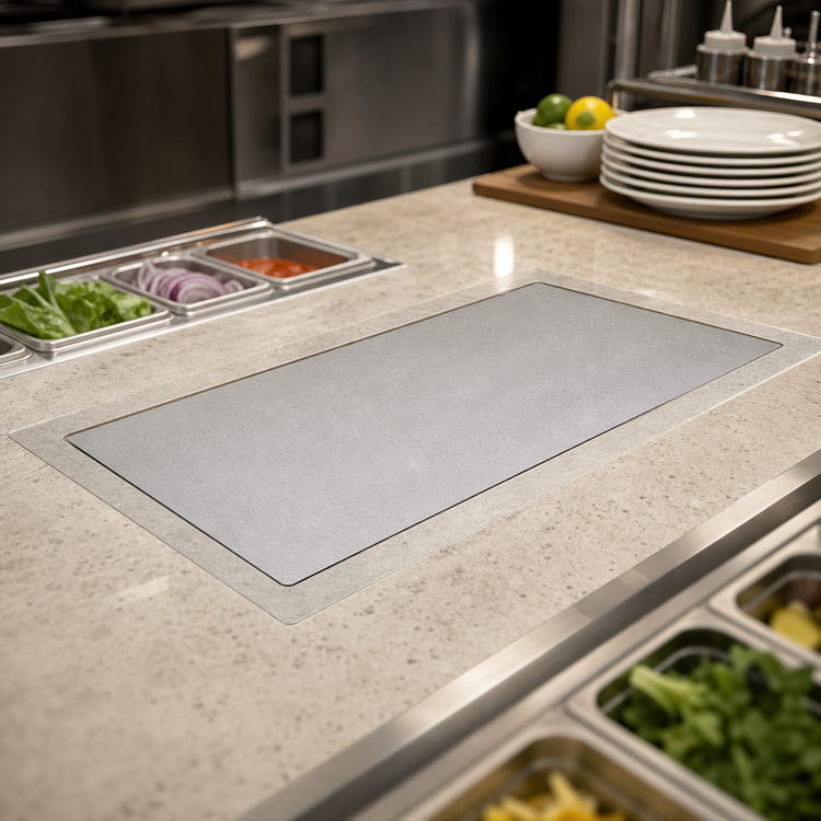 Product image #3 for Hatco 48-Inch x 15.5-Inch Simulated Stone Built-In Flush Top Remote Refrigerated Cold Shelf
