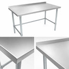 Thumbnail image #3 for John Boos Stallion ST6R1.5-3072GBK 72" x 30" Stainless Steel Work Table, 16-Gauge Top, 1-1/2" Backsplash, Open Galvanized Base
