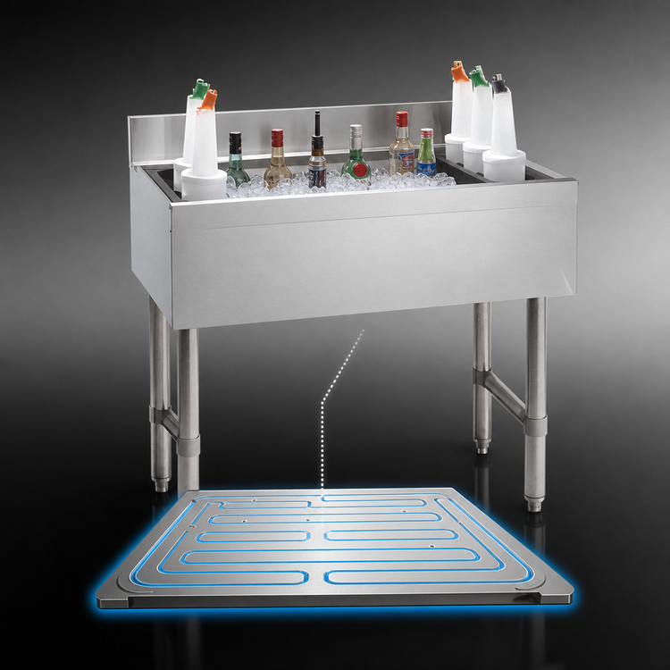 Product image #3 for Advance Tabco Special Value 36-Inch Stainless Steel Cocktail Unit with 12-Inch Deep Ice Bin and 10-Circuit Cold Plate
