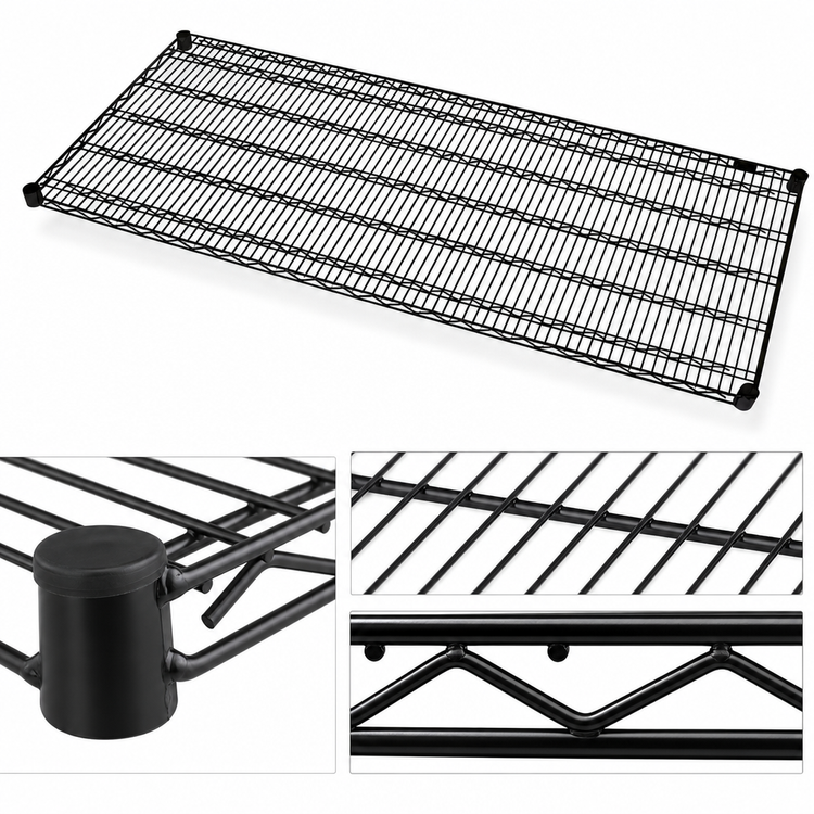 Product image #3 for Quantum 72 Inch x 21 Inch Black Epoxy Antimicrobial Wire Shelf