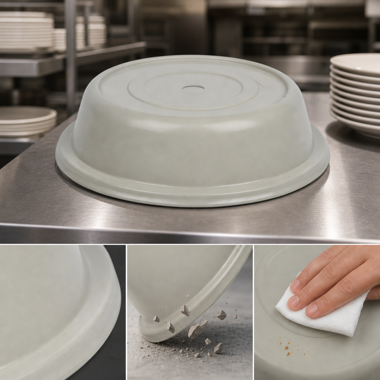 Product image #4 for Cambro Versa Camcover 12-Inch Round Fiberglass Plate Cover, Antique Parchment, No Vent Hole
