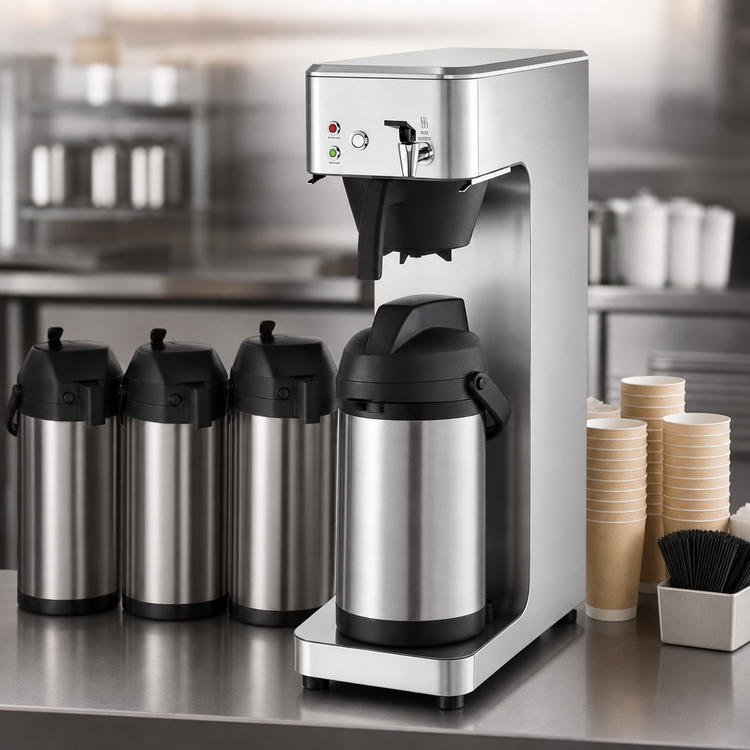 Product image #4 for Waring Café Deco Automatic Fill Airpot Coffee Brewer with Hot Water Faucet, Stainless Steel