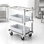 Thumbnail image #3 for Vollrath 97186 Single-Cantilever 3-Shelf Bus Cart, Chrome Tubular Steel, 4-Inch Swivel Casters