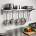 Thumbnail image #3 for John Boos Stallion 24 Inch Wall-Mount Stainless Steel Shelf with Pot Rack, 16 Gauge