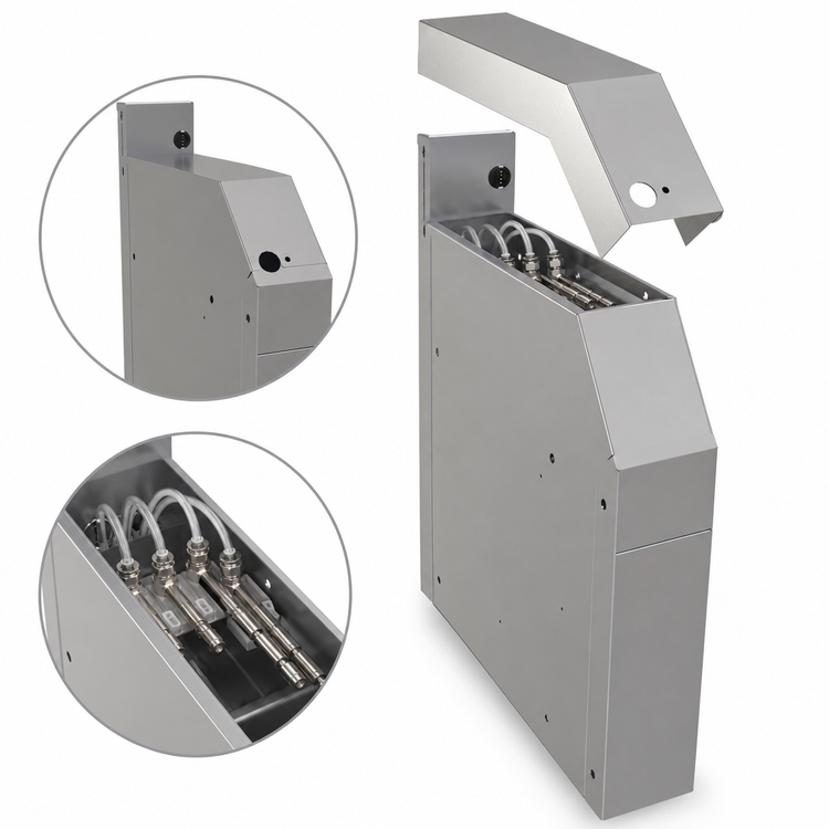 Product image #3 for Glastender Stainless Steel Soda Manifold Housing with Removable Top Cover, 4 x 19 x 21 Inches