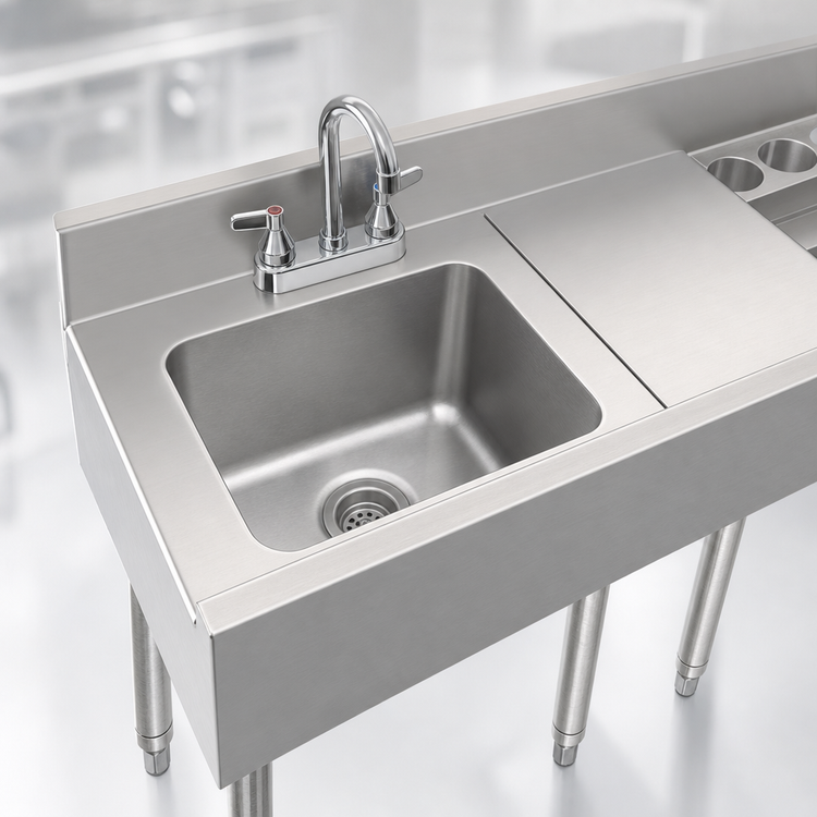 Product image #4 for Eagle Group 1800 Series Single Compartment Sink Bowl with Drain, Faucet & Overflow, 14 x 12 x 9-1/2 Inches