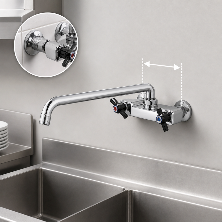 Product image #3 for equip 4-Inch Wall Mount Mixing Faucet with 12-Inch Swivel Gooseneck Spout