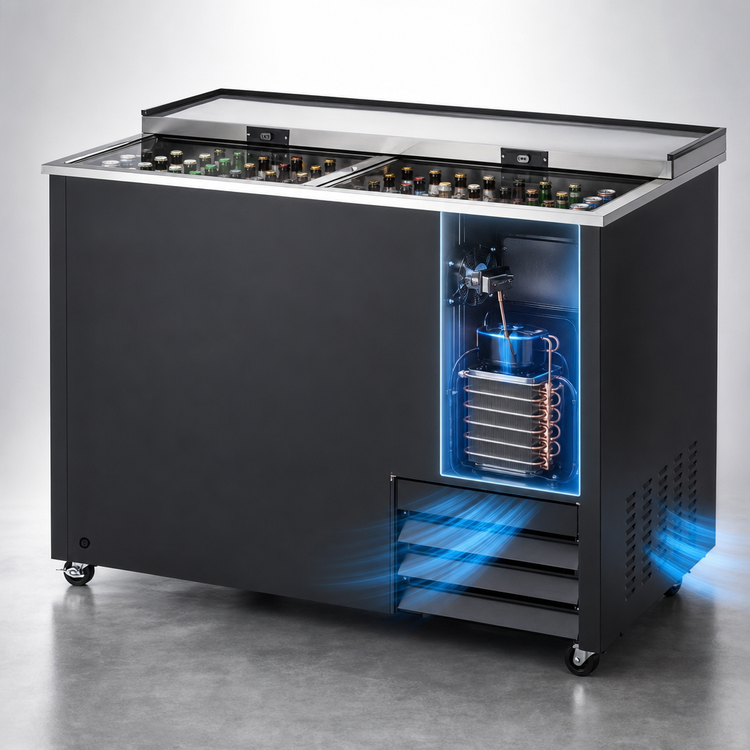 Product image #3 for Arctic Air AUB50R 50-Inch Horizontal Bottle Cooler with Locking Sliding Lids, 13.7 Cu. Ft., Black Exterior