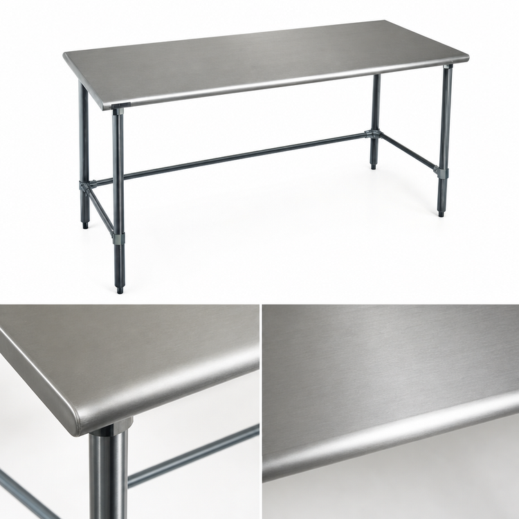 Product image #3 for Eagle Group BlendPort® Budget Series 72 Inch x 24 Inch 430 Stainless Steel Work Table with Open Galvanized Base
