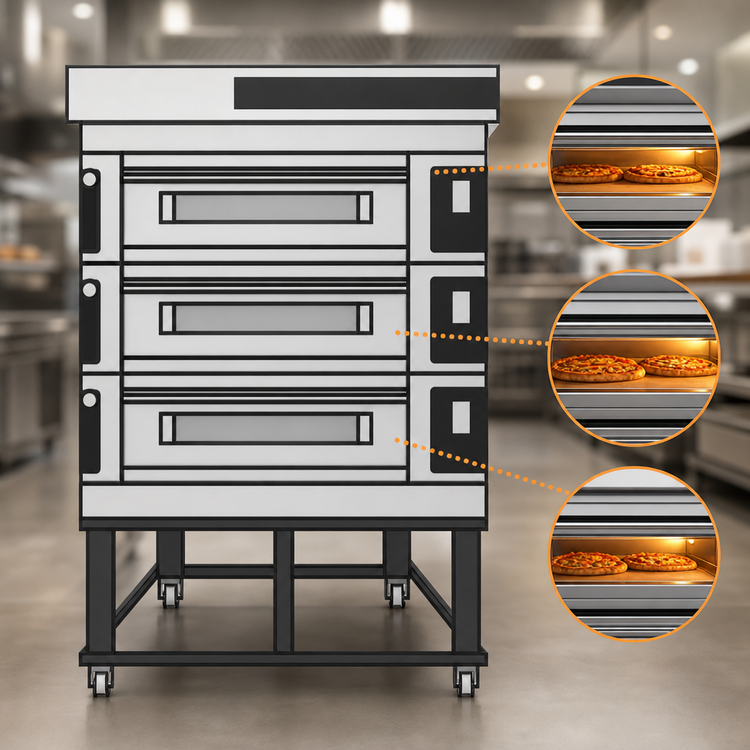 Product image #3 for Moretti Forni serieS S1203S03 Three-Deck Electric Pizza Deck Oven with Stand
