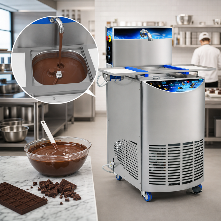 Product image #3 for Pomati T20 Free-Standing Chocolate Tempering Machine with 24 kg Tank, Heated Vibrating Table, 400V/3-Phase