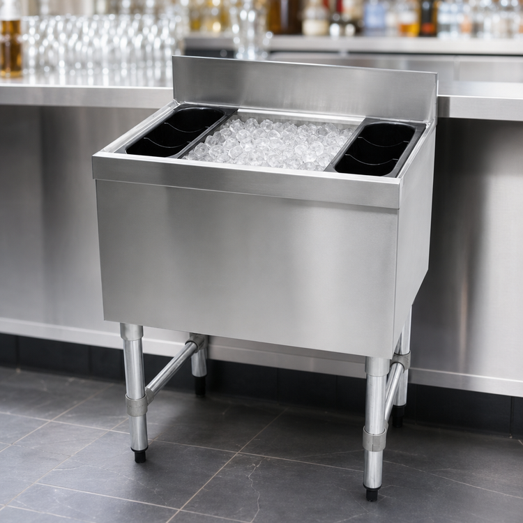 Product image #3 for Advance Tabco Special Value Series SLI-12-12-X 12-Inch Deep Cocktail Unit Bar Ice Bin with Bottle Racks