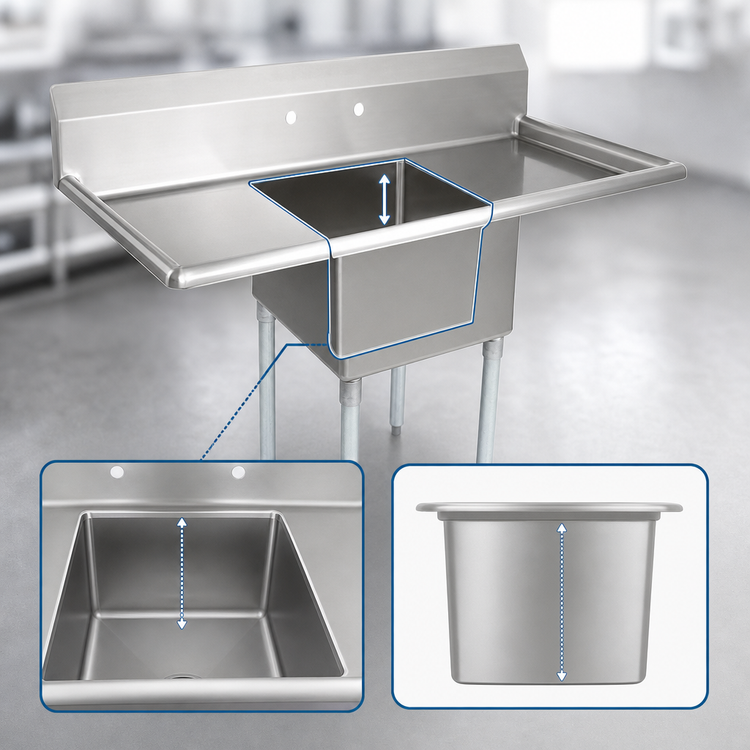 Product image #3 for John Boos E-Series 1-Compartment Stainless Steel Sink with Dual 24-Inch Drainboards, 66-Inch Wide