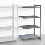 Thumbnail image #3 for Cambro Camshelving® Basics Plus CBA216084VS4580 4-Tier Vented & Solid Add-On Polymer Shelving Unit, 21"D x 60"W x 84"H, Brushed Graphite
