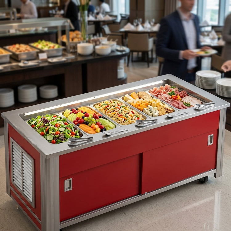 Product image #2 for Atlas Metal BLC-5-RM-BU 5-Pan Mobile Refrigerated Buffet Cold Food Serving Counter