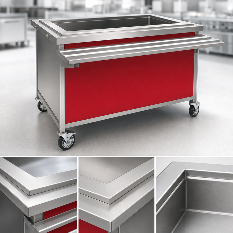 Product image #3 for Director's Choice Mobile Iced Cold Pan Food Unit, 36 Inch W x 30 Inch D x 34 Inch H, 2-Pan