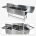 Thumbnail image #3 for John Boos Pro-Bowl 3-Compartment Sink with Left and Right Drainboards