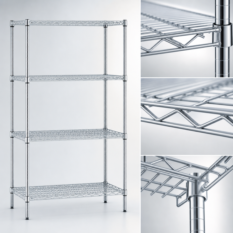 Product image #3 for Eagle Group 36"W x 24"D x 74"H Stationary 4-Tier Starter Wire Shelving Unit, Chrome-Plated