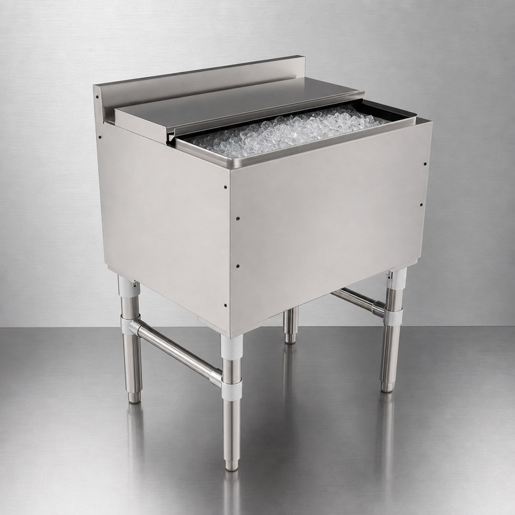 Product image #3 for John Boos Slim-Line 24-Inch Underbar Ice Bin/Cocktail Unit with 2-Piece Sliding Lid