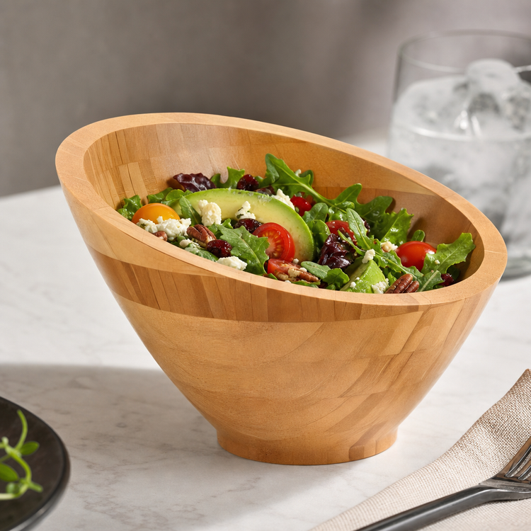 Product image #3 for American Metalcraft 22 oz. Round Angled Bamboo Bowl