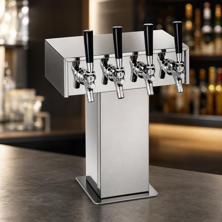 Product image #3 for Perlick 4006-3BTF2 Extra High 3-Faucet Countertop Glycol-Cooled Tee Draft Beer Tower, Tarnish-Free Brass