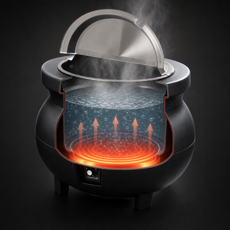 Product image #4 for Vollrath Cayenne Colonial Kettle 7 Quart Countertop Soup Warmer Package, Black