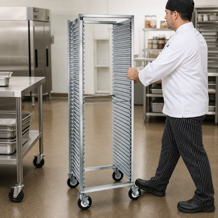 Product image #3 for Cres Cor Mobile Intermediate Height Utility Pan Rack for 18 x 26 Inch Pans, 31-Pan Capacity, End Loading