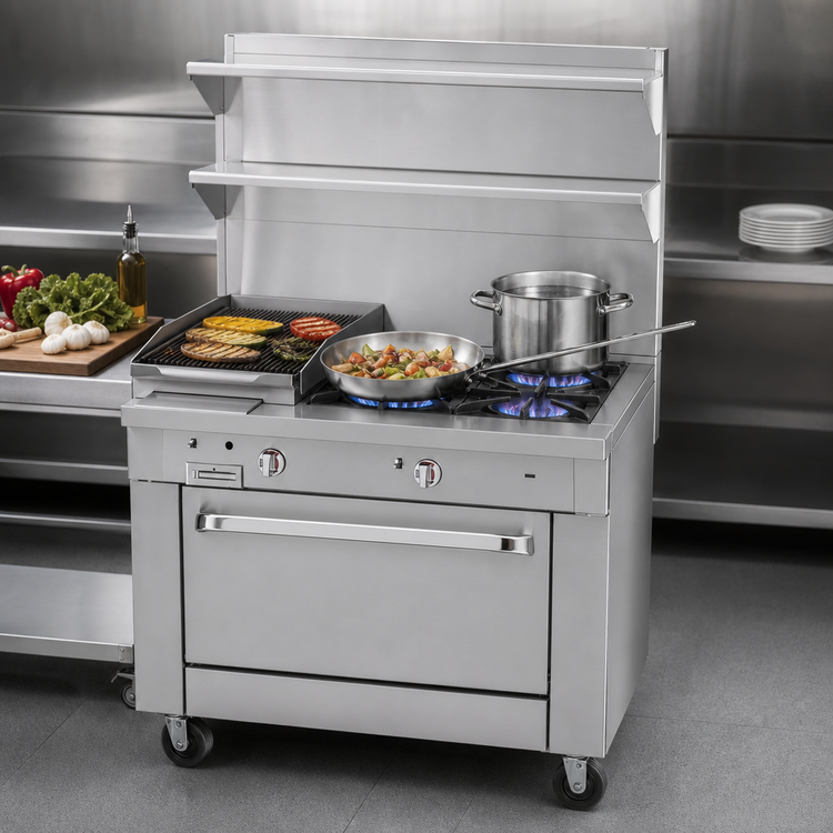 Product image #3 for Southbend Platinum 32-Inch Heavy Duty Gas Range with 2 Open Burners, 16-Inch Charbroiler and Standard Oven