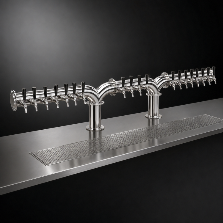 Product image #3 for Krowne Double Pipe Y-Tower Glycol-Cooled Beer Tower, 18 Faucets, 87-Inch Overall Length