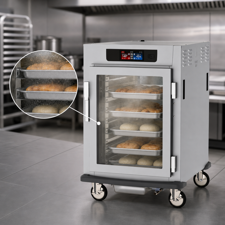 Product image #3 for Metro C5 9 Series 1/2 Height Pass-Thru Controlled Humidity Heated Holding and Proofing Cabinet with Full Glass Doors and Lip Load Slides