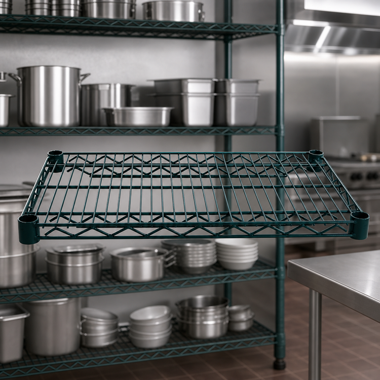 Product image #4 for Advance Tabco Special Value Series Heavy Duty Green Epoxy-Coated Wire Shelf, 60" W x 21" D