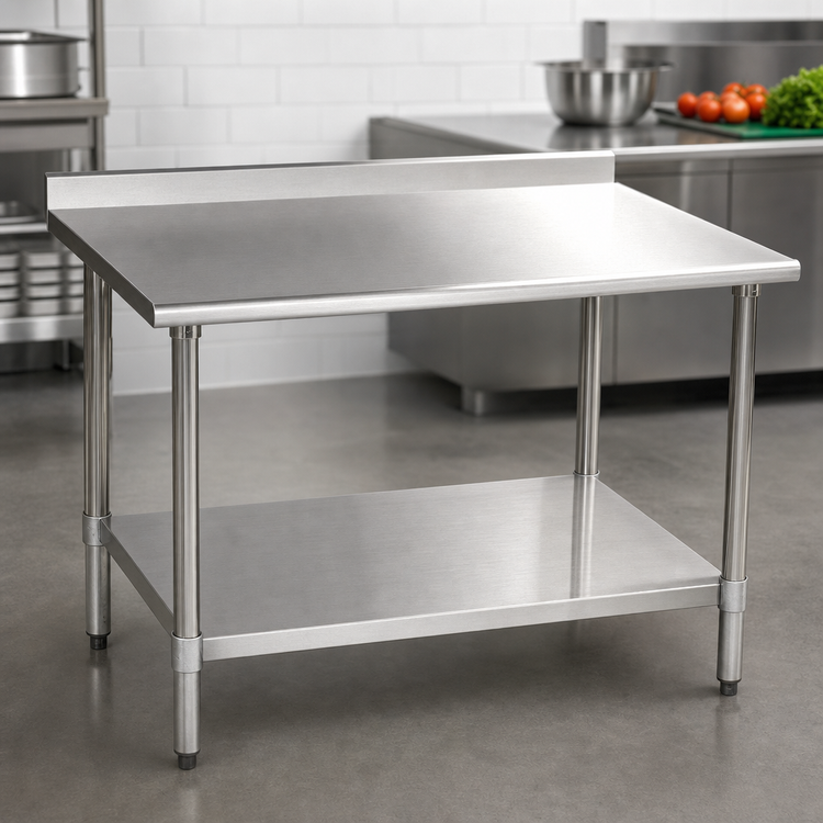 Product image #3 for BlendPort Deluxe Series 30 in. x 30 in. Square Stainless Steel Work Table with Rear Upturn and Adjustable Undershelf