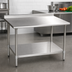 Thumbnail image #3 for BlendPort Deluxe Series 30 in. x 30 in. Square Stainless Steel Work Table with Rear Upturn and Adjustable Undershelf