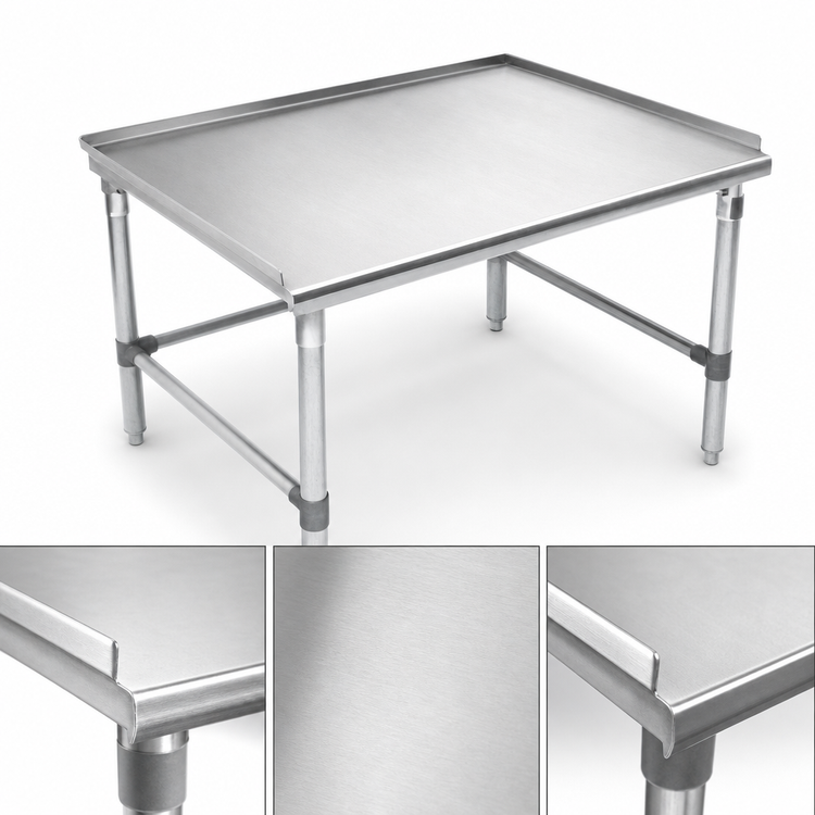 Product image #3 for John Boos Stainless Steel Equipment Stand with 1-1/2" Up-Turn on Back and Sides, 30" W x 24" D x 24" H