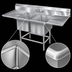 Thumbnail image #3 for Spec-Master FN Series 55-1/2 Inch Wide Coved-Corner Two-Compartment Sink with 18-Inch Right Drainboard