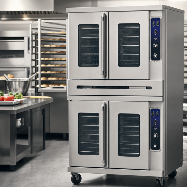 Product image #3 for Imperial PCVE-2 Double-Deck Full-Size Electric Convection Oven with Manual Controls and Windowed 50/50 Doors