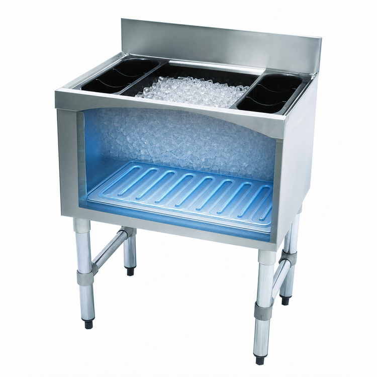 Product image #3 for Advance Tabco Underbar Basics™ 30-Inch Cocktail Unit Bar Ice Bin with 16-Inch Deep 7-Circuit Cold Plate