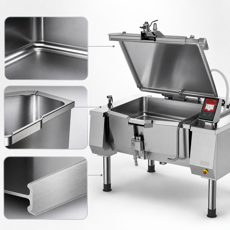 Product image #3 for Betterpan UDBRE048AV1 Electric Tilting Skillet Pressure Braising Pan, 48 Gallon, Programmable Touchscreen